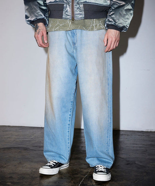 BEAMS WIDE STRAIGHT DENIM PANTS