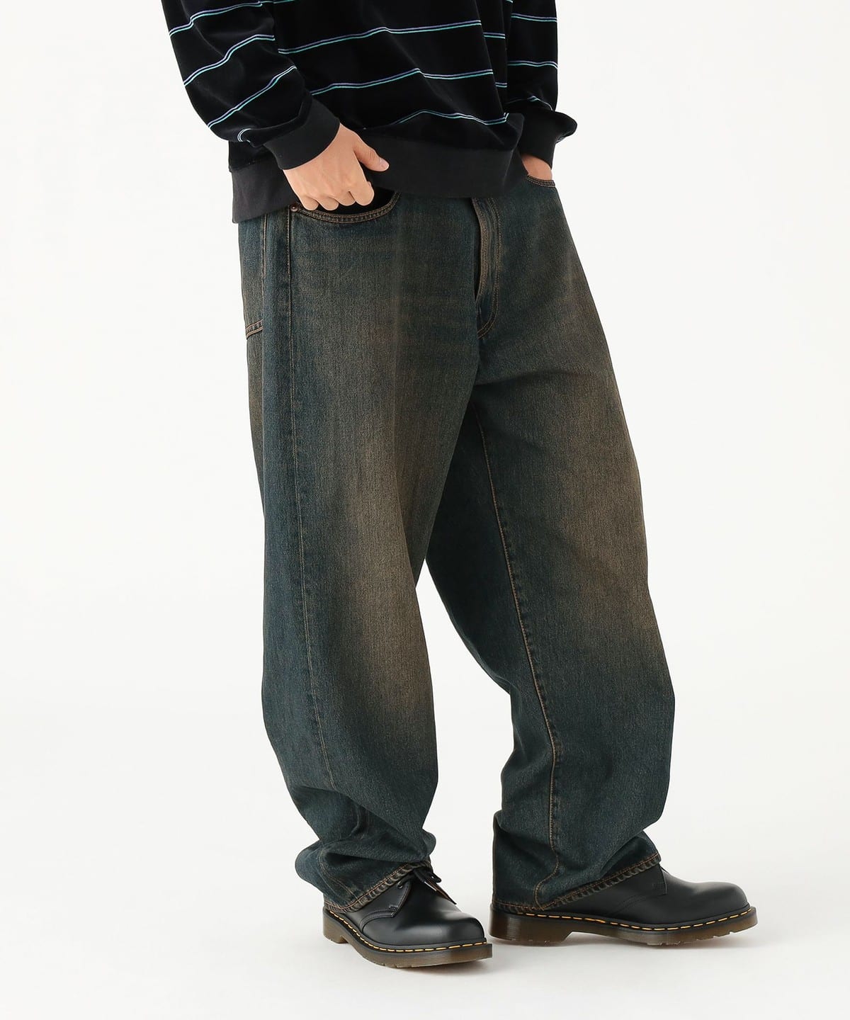BEAMS WIDE STRAIGHT DENIM PANTS