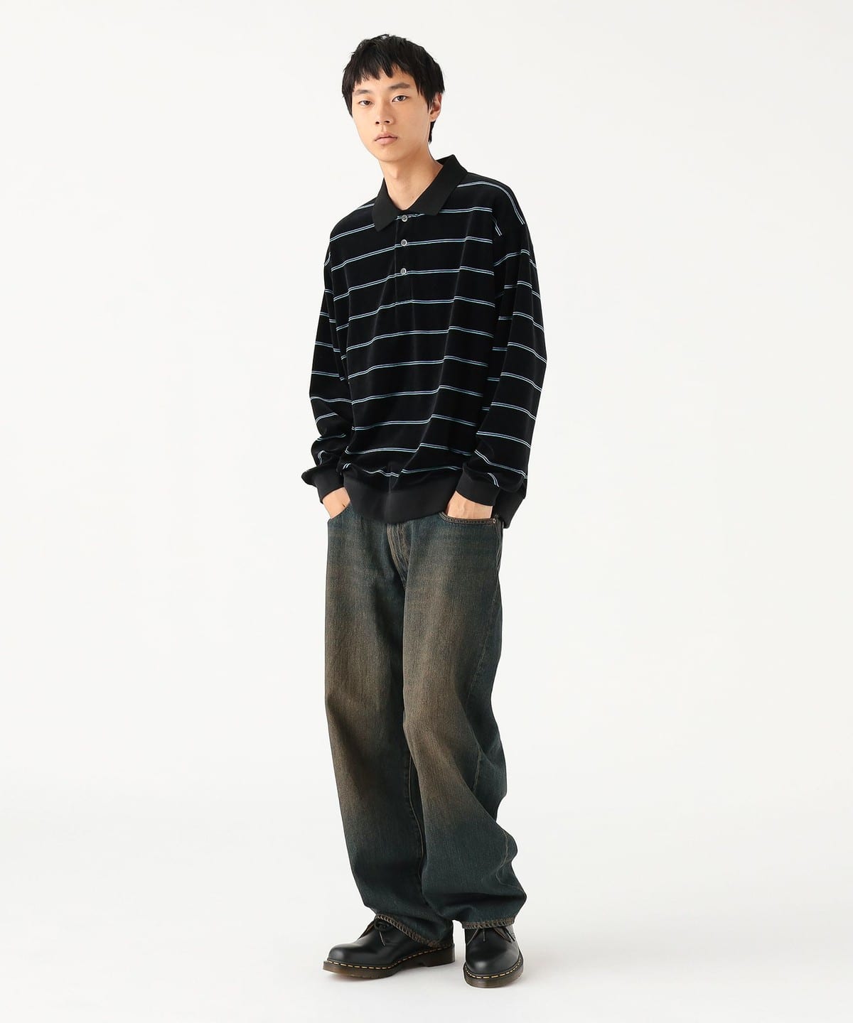 BEAMS WIDE STRAIGHT DENIM PANTS