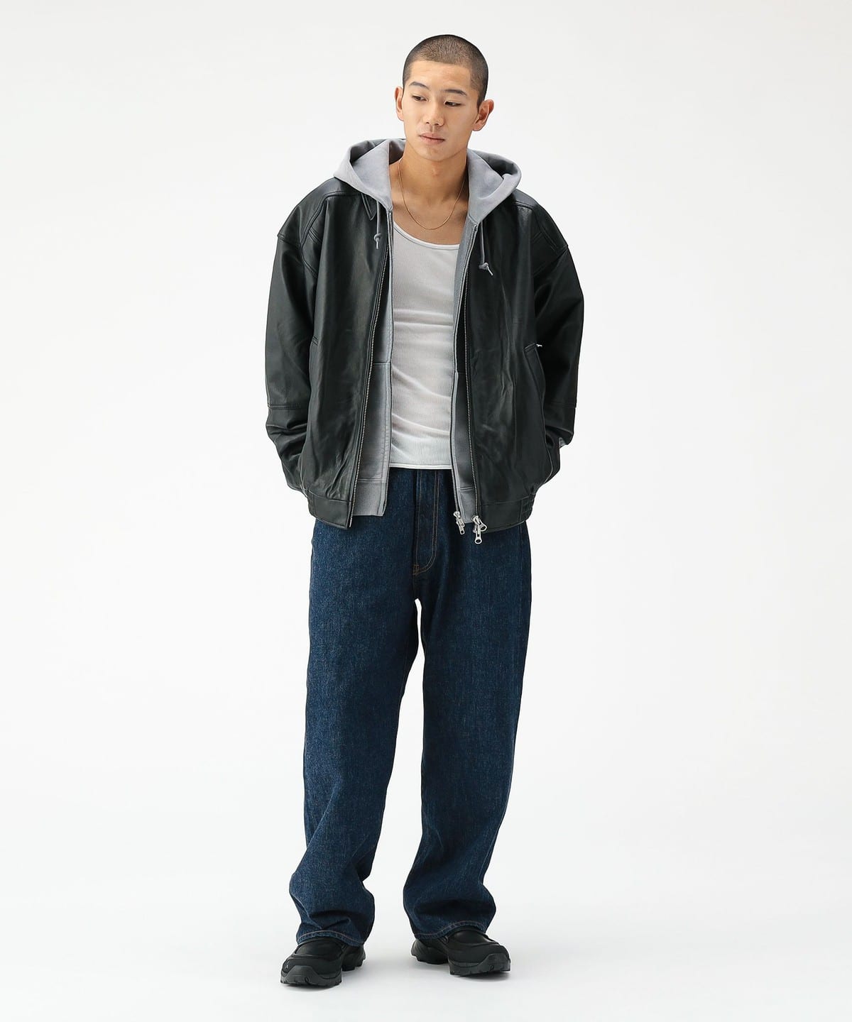 BEAMS WIDE STRAIGHT DENIM PANTS