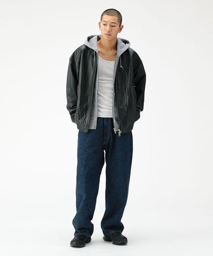 BEAMS WIDE STRAIGHT DENIM PANTS