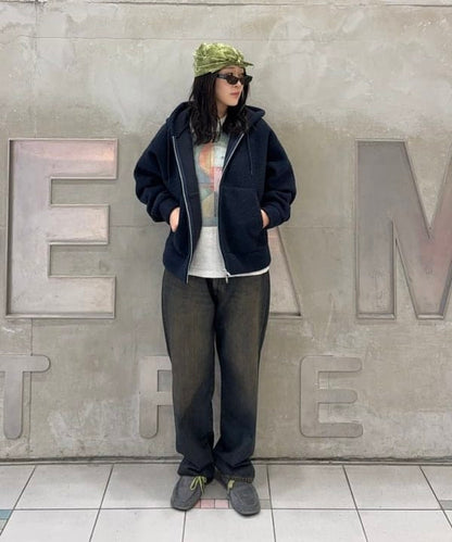 BEAMS WIDE STRAIGHT DENIM PANTS